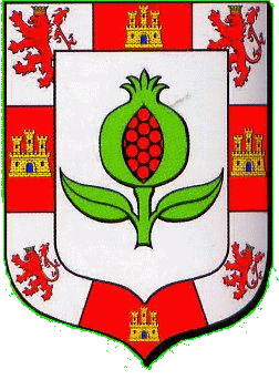 D'argent à une pomme grenade de gueules, tigée et feuilleté de sinople.